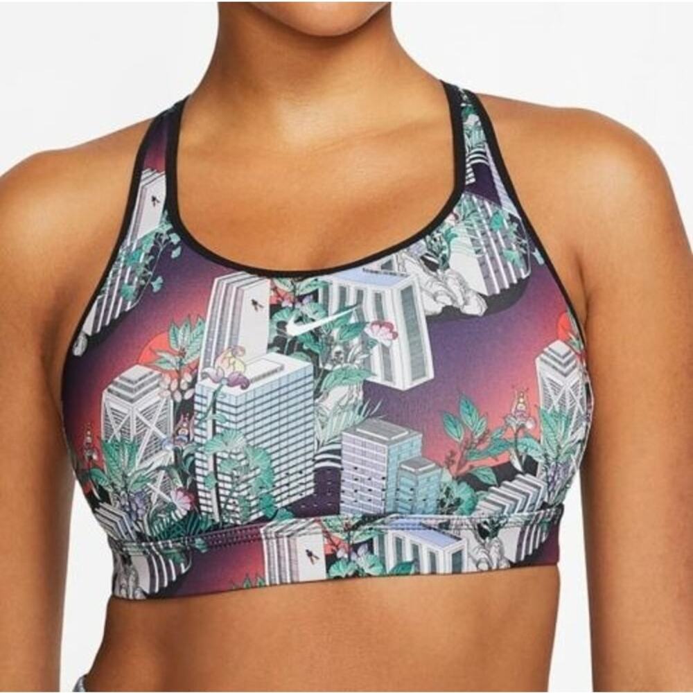 Nike Impact Strappy Printed High-Support Women's Sports Bra S Downtown Cityscape